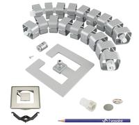 vasalat Orbit - Set completo per la gestione dei cavi con passacavi 90 x 90 mm + canalina magnetica per cavi + clip di montaggio + magneti in alluminio colore lunghezza 580-750 mm