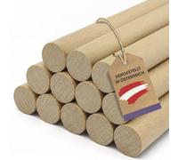 vasalat Set di bastoncini di legno per fai da te, 100 cm x 8 mm, ideali per progetti fai da te, bastoni in legno di faggio liscio non verniciato, 12 pezzi