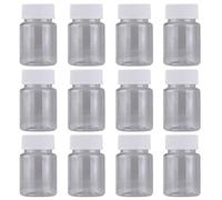 VASANA 12 flaconi vuoti da 50 ml, in plastica trasparente, con tappo a vite bianco, riutilizzabili, mini flaconi da viaggio per reagenti a bocca larga, per casa e laboratorio