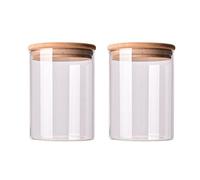 VASANA 2 barattoli in vetro trasparente da 250 ml con coperchio ermetico, per chicchi di caffè, foglie sfuse, tè e alimenti da cucina