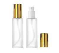 VASANA 2 flaconi vuoti da 100 ml, trasparenti e satinati, con tappo dorato, riutilizzabili, dispenser da viaggio, per campioni, cosmetici, per toner di oli essenziali