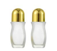 VASANA 2 flaconi vuoti da 50 ml, ricaricabili, in vetro trasparente, con sfera a rullo, tappo dorato, deodorante, contenitori per olio da massaggio, crema solare, idratante, olio essenziale