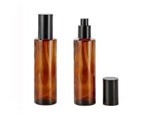VASANA 2 flaconi vuoti in vetro smerigliato ambrato da 120 ml, con erogatore per emulsioni, contenitori vuoti per trucco con tappo nero, per oli essenziali, fondotinta, crema e lozioni