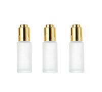 VASANA 3 flaconi vuoti da 30 ml, in vetro smerigliato, ricaricabili, per oli essenziali, aromaterapia, con pompa a pressione, contagocce in vetro, per cosmetici, da viaggio, colore: oro