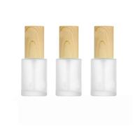 VASANA 3 flaconi vuoti da 30 ml, ricaricabili, in vetro opaco, per lozioni, creme, cosmetici, contenitori in vetro smerigliato, con Imitazione coperchio a grana di legno, per emulsioni, essenze