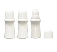 VASANA 3 flaconi vuoti da 50 ml, ricaricabili, in plastica bianca, a vita sottile, contenitori per deodoranti fai da te, con sfera a rullo, per oli da massaggio, oli essenziali, profumi, balsami