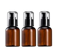 VASANA 3 flaconi vuoti in plastica ambrata da 50 ml, con erogatore nero a pressione, ricaricabili, per fondotinta, campioni, contenitori per cosmetici da viaggio, per toner, oli essenziali