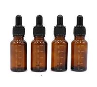 VASANA 4 flaconi vuoti in vetro ambrato da 20 ml, ricaricabili e graduati, con contagocce in vetro ambrato, per oli essenziali, cosmetici e fluidi