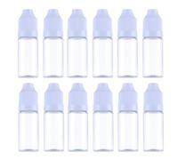 VASANA 50 flaconi vuoti da 10 ml, in plastica trasparente, comprimibili, con tappo a vite bianco, per erogare liquidi, olio essenziale, campioni di pittura