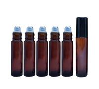 VASANA 6 bottiglie di olio essenziale da 10 ml, 9,6 g, piccole once, rotolo di vetro vuoto, con sfere a rullo in acciaio inossidabile, per oli essenziali, oli profumi, liquidi per aromaterapia