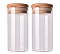 VASANA Barattoli in vetro trasparente con coperchio ermetico ermetico per chicchi di caffè, foglie di tè sfuse, tè, cucina, cibo, 350 ml