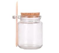 VASANA Barattolo in vetro trasparente da 250 ml per sale da bagno e spezie, ricaricabile, con tappo ermetico in legno e paletta per zucchero, pepe, yogurt, miele, condimenti, 250 ml