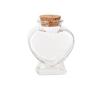 VASANA Bottiglie in vetro a forma di cuore da 80 ml con tappo in sughero, bottiglie decorative per progetti artistici fai da te, conservazione di piccoli oggetti, capacità: 80 ml, materiale: vetro