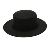 VASANA Cappello Classico alla Moda in Misto Lana Nera Fedora a Tesa Larga Piatto da Chiesa Derby Cappello da Jazz per Unisex Uomini Donne Festa di Nozze Talent Show