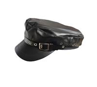 VASANA Cappello da autista in pelle PU nero con fibbia per cintura per donne uomini classico capitano marinaio cappello newsboy cappelli costumi berretto berretto