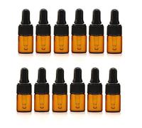 VASANA - Confezione da 12 flaconi vuoti da 2 ml, in vetro ambrato, con tappo in gomma nera, per cosmetici, campioni di profumo, contenitori per liquidi da viaggio, strumento di bellezza