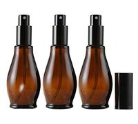 VASANA Flacone spray in vetro ambrato da 100 ml, con nebulizzatore fine e tappo antipolvere, per pulizia cosmetica, aromaterapia, diffusore di oli essenziali, massaggio, confezione da 3