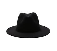 VASANA Moda Classico Nero Misto Lana Fedora Cappello A Tesa Larga Piatto Chiesa Derby Jazz Gentlemans Cappello Panama Cappello per Uomini Donne Festa di Nozze Talent Show Performance