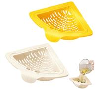 Vasca angolare a ventosa, 2 colino magnetico per lavello, filtro di scarico triangolare con fondo girevole, scarico magnetico e cestino filtro per lavello cucina (C)