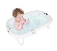 Vasca da bagno Bebe con termometro digitale, Vasca da bagno pieghevole con presa soffione doccia, cuscino di supporto, ergonomico e poco ingombrante, adatto per bambini da 0 a 24 mesi (grigio)