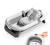Vasca Da Bagno Con Sensore Di Temperatura, Vasca Da Bagno Pieghevole Bambino Per Bagno Doccia Begnoir Bambino, Amaca Bacino Riduttore Antiderapant Tappo Comfort Viaggio 0-3 Anni A Piede Bathtub Grigio