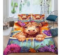 Vasca da bagno di vitello Set Di Biancheria Da Letto Per 3 Pezzi Con Stampa 3D Animal Themes Wildlife Copripiumino Con 2 Federe in Microfibra Morbida E Leggera King（220x240cm）