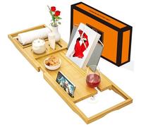 Vasca da bagno estraibile - Vassoio regolabile per vasca da bagno - ripiano antiscivolo adatto per la maggior parte delle vasche da bagno - Tiene libri, iPad, telefono, vetro, candela