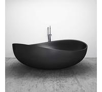 Vasca da bagno freestanding in Solid Stone, 'WAVE' nero opaco 180x110cm