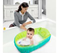Vasca da bagno gonfiabile per bambini, portatile, da viaggio, vasca da bagno per bambini con pompa integrata, supporto antiscivolo per fianchi, protezione della colonna vertebrale, roba per bambini da