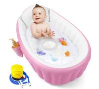 Vasca da bagno gonfiabile per bambini, vasca da bagno per bambini con pompa ad aria, vasca da bagno portatile da viaggio per la doccia per bambini, pieghevole antiscivolo piatto doccia mini aria