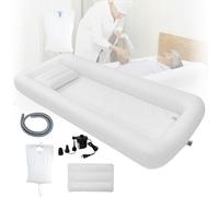 Vasca Da Bagno Gonfiabile,Vasca Per Doccia,Set Doccia Con Vasca Da Bagno Gonfiabile,Sacca Per l'Acqua e Pompa Ad Aria,Adatto a Persone Con Disabilità,Anziani e Pazienti Allettati,Portatile(Bianco)