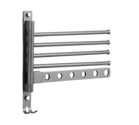 Vasca da bagno Organizer - Wall Mounted Swivel Rack | 4 Arm Space Saver Holder for Shower Area, Compact Drying Solution for Gym Changing Room, Stainless Steel Folding Hanger for Small Bathrooms
