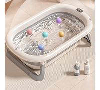 Vasca da bagno per bambini pieghevole, la vasca da bagno per bambini adatta ai neonati e ai fori di drenaggio, regalo ideale per neonati-A-43 x 71 x 18,5 cm (grigio)