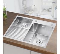 Vasca Da Bagno Per Lavanderia In Acciaio Inox, Lavabo Con Lavatoio Facile Da Pulire Doppio Lavello Lavanderia Piscina ( Color : Right , S : 60x48cm )