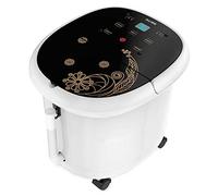 Vasca da bagno per pediluvio, massaggiatore per piedi, secchio per piedi con assorbimento del calore, disintossicante, pedicure, casa, cilindro profondo, 6 rulli massaggianti, rosa (nero) per