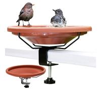 Vasca da bagno per uccelli da appendere alla parete per ringhiere del balcone, con base regolabile, bagno d'acqua per parete, recinzione, giardino, esterno 26,5 x 26,5 x 3,5 cm