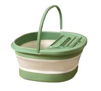 Vasca da bagno pieghevole basato di immersione portatile addensato con punti di massaggio per il dormitorio di appartamento in plastica 39.5x34x19 cm (Bianco verde)