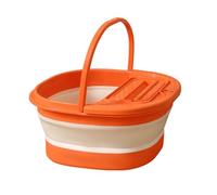 Vasca da bagno pieghevole basato di immersione portatile addensato con punti di massaggio per il dormitorio di appartamento in plastica 39.5x34x19 cm (Bianco arancione)