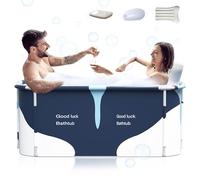 Vasca da bagno pieghevole extra large portatile da 134,6 cm, con copertura per adulti, vasca da bagno per famiglie per piccoli bagni, vasca da bagno a più strati con coperchio per box doccia (stile