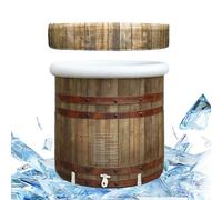 Vasca Da Bagno Pieghevole Gonfiabile Per Adulti Portatile Vasca Da Bagno Autoportante Per Adulti Soaking Spa Bagno Caldo Da Appoggiare Nella Doccia (Legno Ø80x75cm)