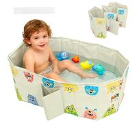 Vasca da bagno pieghevole, multifunzione, portatile, design integrato, con foro di scarico, salvaspazio, navicella per bambini da 0 a 8 anni (mostri)