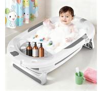 Vasca da bagno pieghevole per bambini, Bebe Vasca da bagno e cuscino, la vasca da bagno per bambini adatta ai neonati, per regali per la nascita dei bambini (stile 2) 96 x 53 x 23,5 cm - grigio