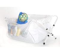 Vasca da bagno pieghevole per bambini Bibabad Premium - Vasca da bagno antiscivolo portatile per doccia con rete per giocattoli - Adatto per bambini da 1 a 8 anni - Vasca da bagno indipendente - Bianco 70-90 cm