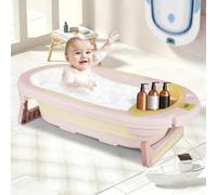 Vasca da bagno pieghevole per bambini da 0 a 36 mesi, ergonomica e poco ingombrante, per bambini - ideale per la doccia - (stile 2) 96 x 53 x 23,5 cm, rosa