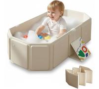 Vasca da bagno pieghevole per bambini, grande, per bambini da 0 a 8 anni, salvaspazio, con supporto diagonale triangolare e tappo di scarico