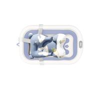 Vasca da bagno pieghevole per bambini, ultra compatta, piedini antiscivolo, tappo di scarico e indicatore di temperatura, regalo ideale per il nuovo 83 x 47 x 28 cm (blu)