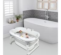 Vasca da bagno pieghevole per bambini, ultra compatta, piedini antiscivolo, tappo di scarico e indicatore di temperatura 99x62x52,9 cm (grigio)