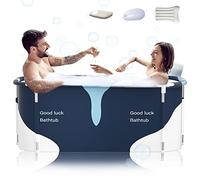 Vasca da bagno pieghevole portatile da 140 cm con telaio in metallo, grande famiglia vasca da bagno per adulti, efficiente conversione da bagno calda e fredda, 140 cm x 60 cm x 55 cm (stile latte con