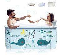 Vasca da bagno pieghevole portatile extra large da 140 cm con copertura per adulti, vasca da bagno per famiglie per bagno piccolo, vasca spessa a più strati con coperchio per box doccia (design