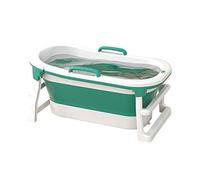 Vasca da bagno pieghevole portatile, grande secchio da bagno indipendente in plastica con rullo massaggiante per i piedi - verde